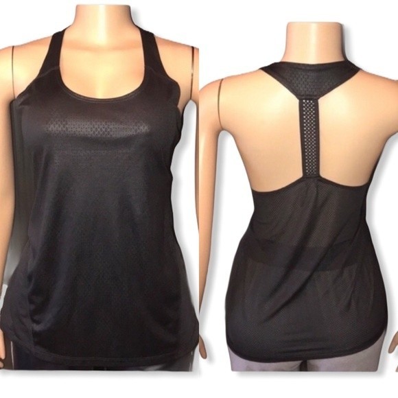 Danskin Now Tank Top Racer Back black loose fit elastic strap vented size L - Picture 2 of 12